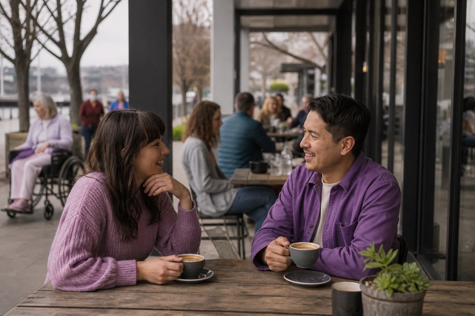 People talking together at an outdoor community event in Launceston, Tasmania
