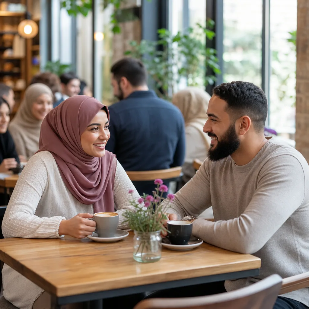 People checking details for a Muslim singles introduction event