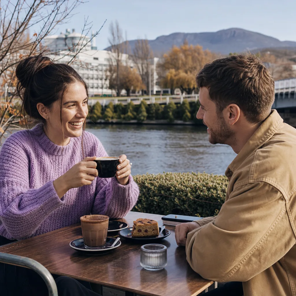 Coffee and pastries on a table ready for a casual Launceston date